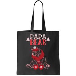 papa bear christmas santa family matching pajamas tote bag