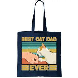Retro Best Cat Dad Ever Tote Bag