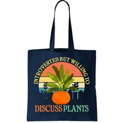 Retro Introverted But Willing To Discuss Plants Tote Bag