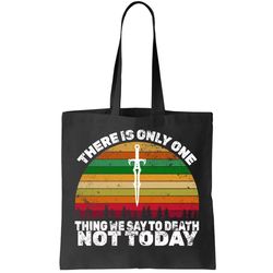 we say not today to death retro tote bag