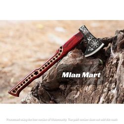 taking care of our norse heritage: personalised viking axe - carbon steel hatchet valhalla axe present for him