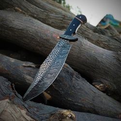 15 inches handmade damascus steel micarta wood jungle survival and hunting knife