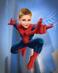 spiderman portrait, superman portrait, custom superhero portrait, spiderman poster,   personalized superhero portrait