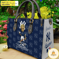 New York Yankees Groot Women Leather Hand Bag, Custom Bag