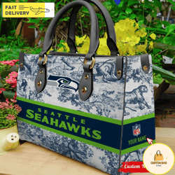 nfl seattle seahawks women leather bag, custom bag