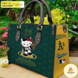 oakland athletics kitty women leather hand bag, custom bag