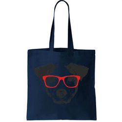 Portrait of Jack Russell with glasses Tote Bag