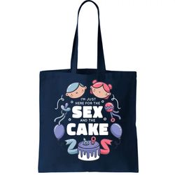 gender reveal funny cake tote bag