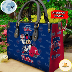 custom name usa mlb philadelphia phillies mickey leather bag, custom bag, sport bag