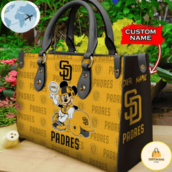 custom name usa mlb san diego padres mickey leather bag, custom bag, sport bag