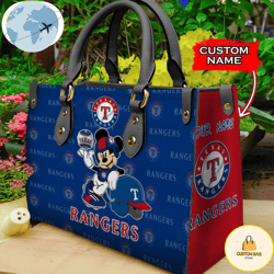 custom name usa mlb texas rangers mickey leather bag, custom bag, sport bag