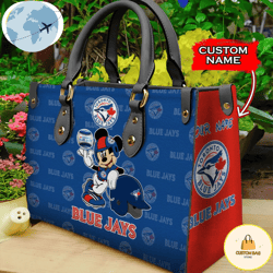 custom name usa mlb toronto blue jays mickey leather bag, custom bag, sport bag