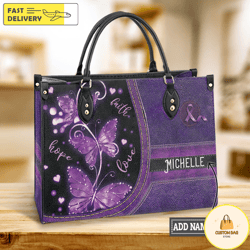 bufterfly leather bag, purple handbag, custom leather bag, woman handbag