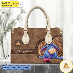 custom name eeyore leather handbag, winnie the pooh eeyore leather bags,eeyore lovers handbag