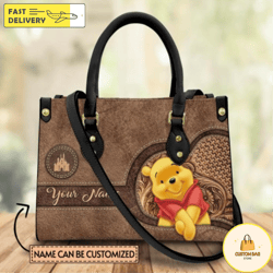 custom name winnie the pooh leather handbag,pooh cute handbag,disney lovers handbag