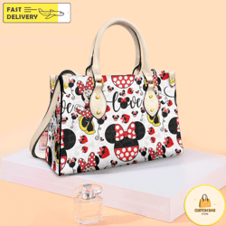 cute minnie icons handbag, anniversary mickey handbag, disney leatherr handbag