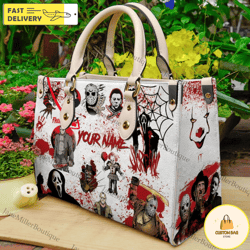 halloween leather handbag, michael myers handbag, horror movie characters bag, woman shoulder bag