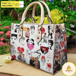 I Love Lucy Funny Art Collection Leather Bag, Personalized Handbag, Women Leather Bag 1