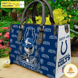 Indianapolis Colts NFL Jack Skellington Women Leather Bag