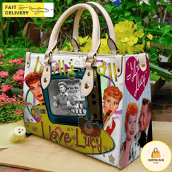 i love lucy funny art collection leather bag, personalized handbag, women leather bag