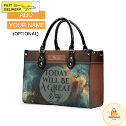 Personalized Leather Bag Custom Name Handbag, Christian Bag Bible Verses Bag Gifts for Women Mom Chr 38