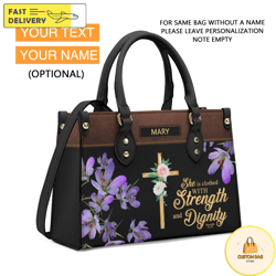 Personalized Leather Bag Custom Name Handbag, Christian Bag Bible Verses Bag Gifts for Women Mom Chr 40