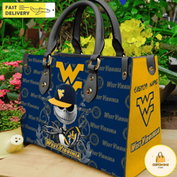 west virginia mountaineers ncaa jack skellington women leather bag, custom bag