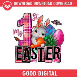 my first easter cute rabbit carrot eggs happy easter day png