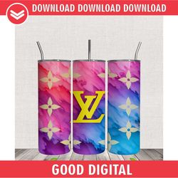 3d louis vuitton tie dye pattern tumbler wrap png