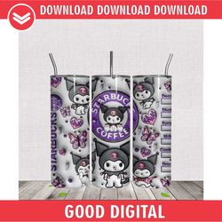 kawaii 3d kuromi starbucks coffee tumbler wrap png