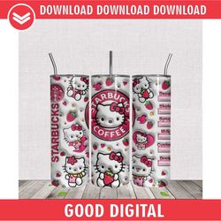 3d kawaii kitty starbucks coffee tumbler wrap png