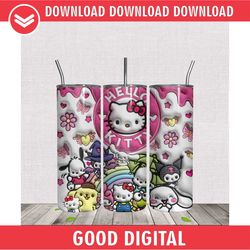hello kitty sanrio characters 3d designs 20oz tumbler wrap png