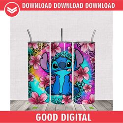 silly stitch flower design tumbler wrap png
