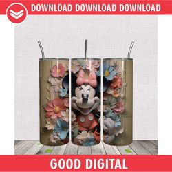 3d floral minnie mouse skinny tumbler wrap png