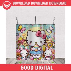 cute hello kitty cat easter day tumbler wrap png