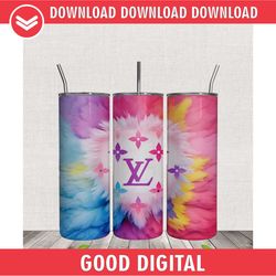 louis vuitton multicolor tie dye pattern tumbler wrap png