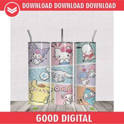 hello kitty sanrio characters water color 20oz tumbler wrap png