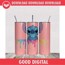 stitch color dripping design 20oz tumbler wrap png