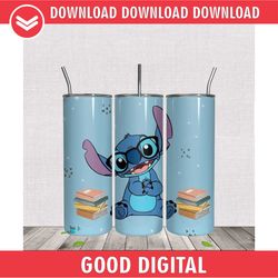 stitch glasses and books skinny tumbler wrap png