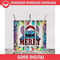 merry christmas santa stitch 20oz tumbler wrap png