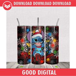 leopard stitch merry christmas light tumbler wrap png