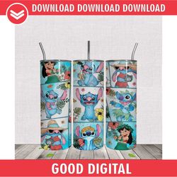 hawaiian lilo & stitch skinny tumbler wrap png