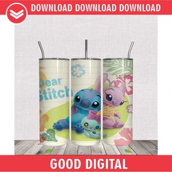 dear stitch & angel design 20oz tumbler wrap png