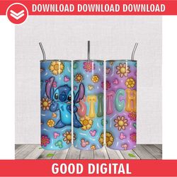 3d inflated flower stitch design tumbler wrap png