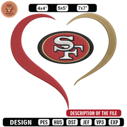 heart san francisco 49ers embroidery design, san francisco 49ers embroidery, nfl embroidery, -normastore