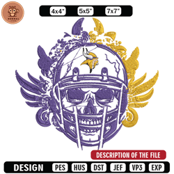 skull helmet minnesota vikings embroidery design, minnesota vikings embroidery, nfl embroidery, logo sport embroidery