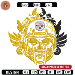 skull helmet pittsburgh steelers embroidery design, steelers embroidery, nfl embroidery, logo sport embroidery