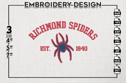 richmond spiders est logo embroidery designs, ncaa richmond spiders team embroidery, ncaa team logo, 3 sizes, machine