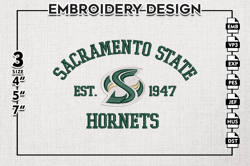 sacramento state hornets est logo embroidery designs, ncaa sacramento state hornets team embroidery, ncaa team logo