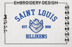 saint louis billikens est logo embroidery designs, ncaa saint louis billikens team embroidery, ncaa team logo, 3 sizes,